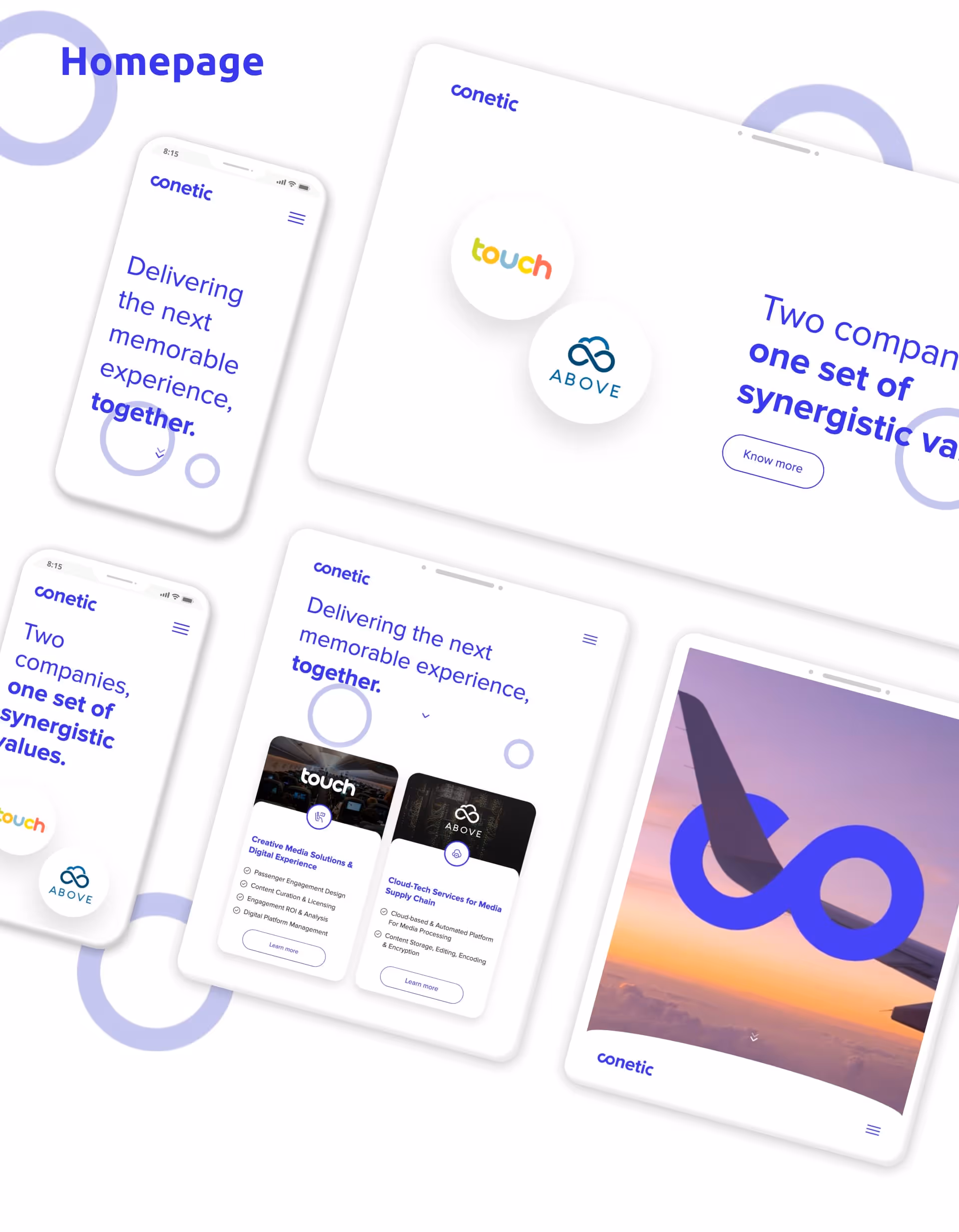 Conetic Group Homepage screens in Desktop, tablet and mobile made in webflow