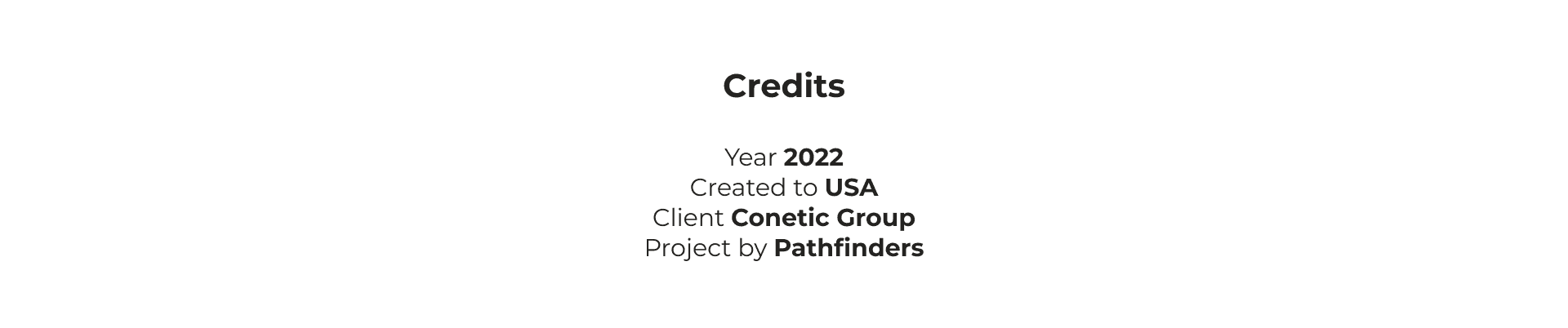 Conetic Group project credits
