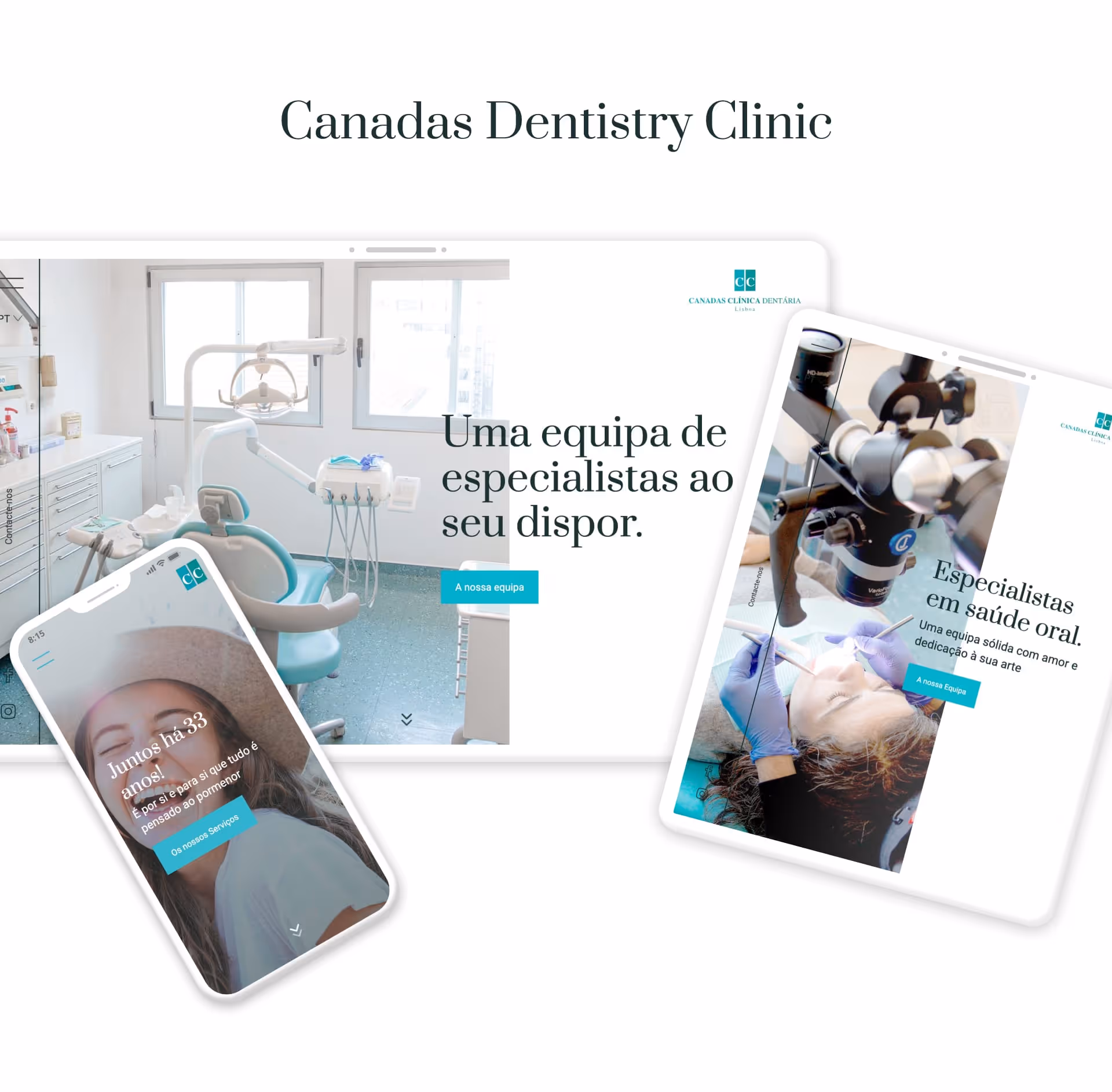 Clínica Canadas punchy hero sections of home and team page made with Webflow