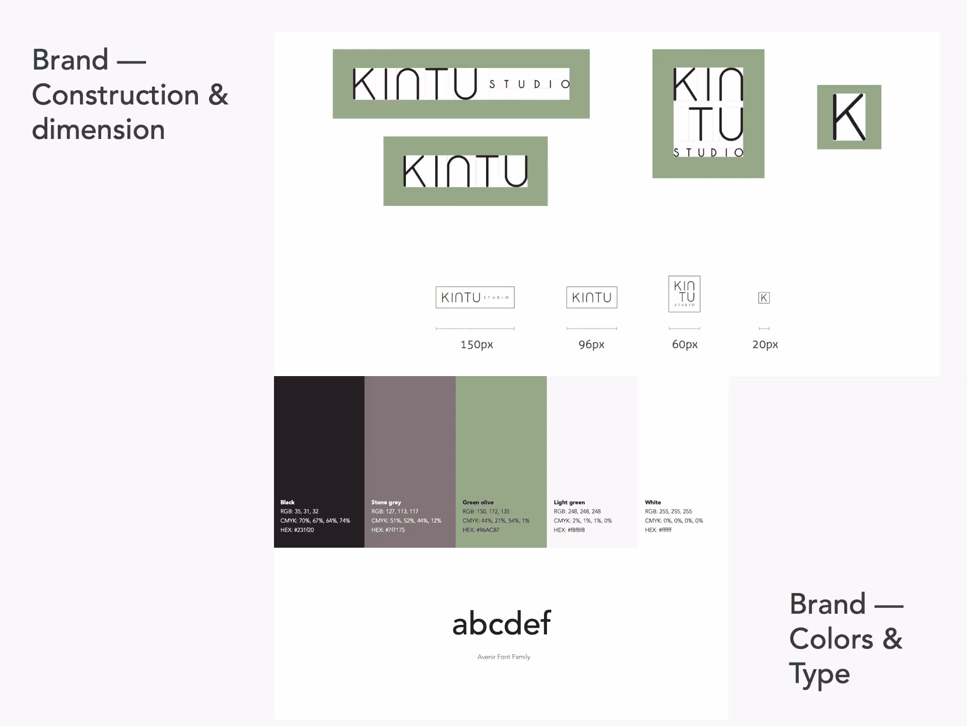 Kintu Studio Brand construction & Dimensions