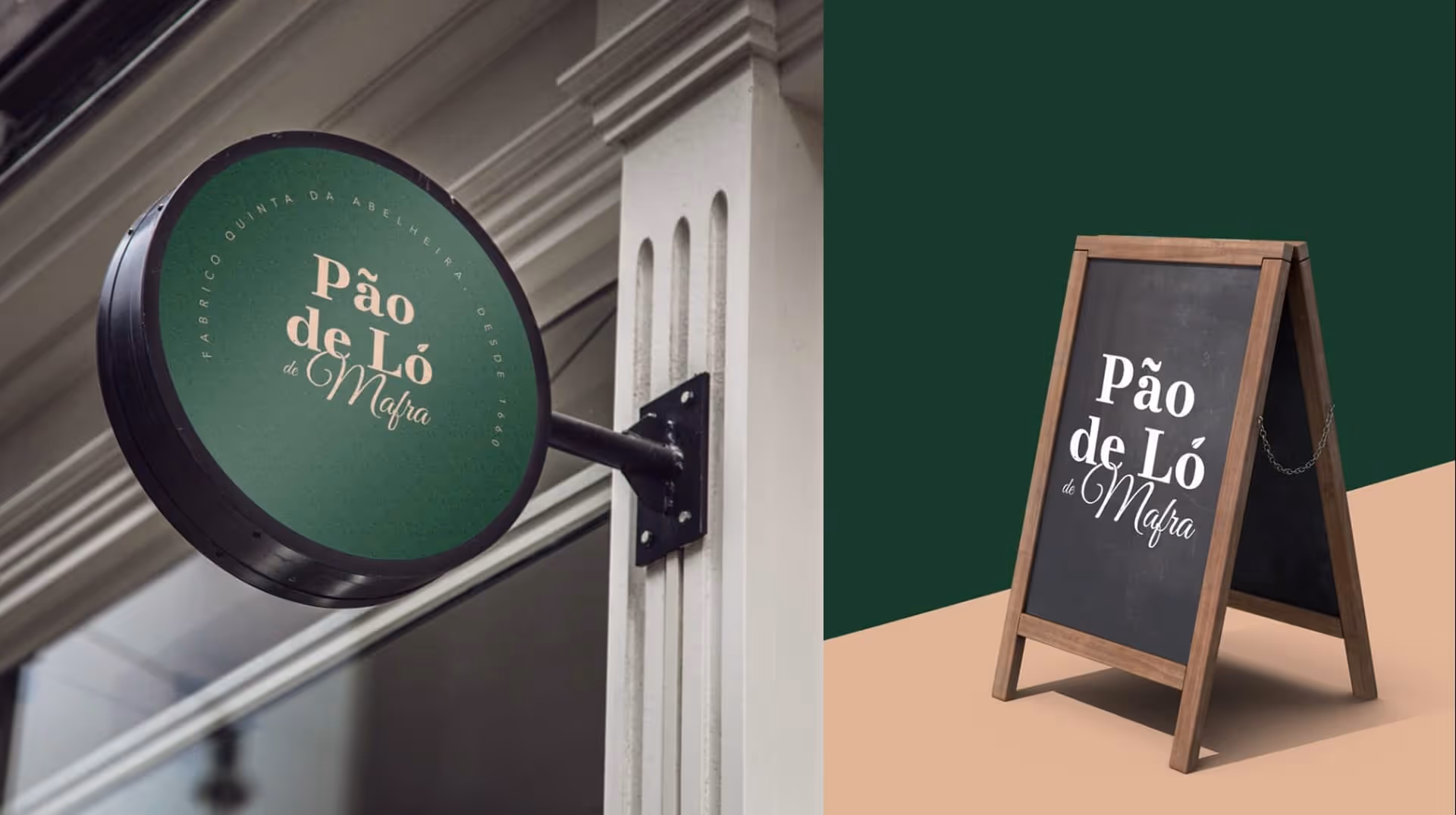 Pão de Ló de Mafra mockups with logo applied in physical store