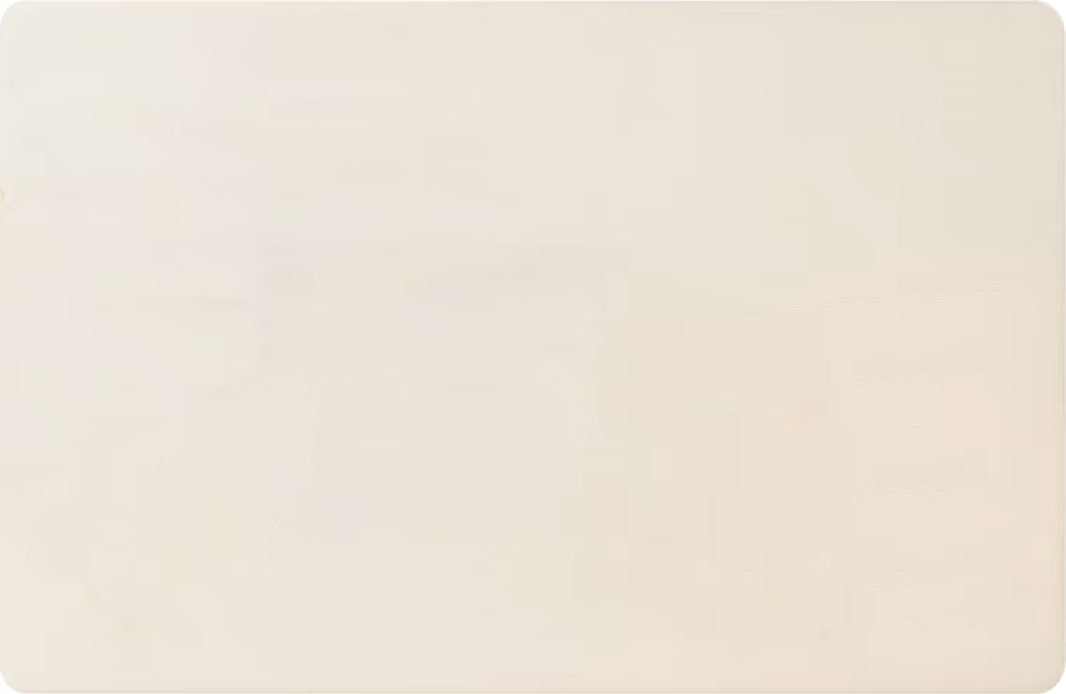 Blank cream-colored card with rounded corners on a white background.