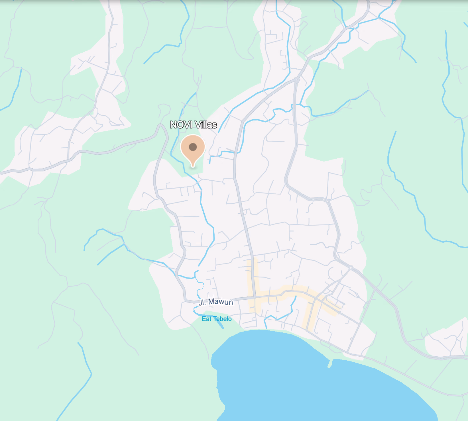 Map of Kuta, Lombok and Novi Villas location