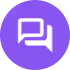 White chat bubble icon inside a purple circle representing messaging or chat.