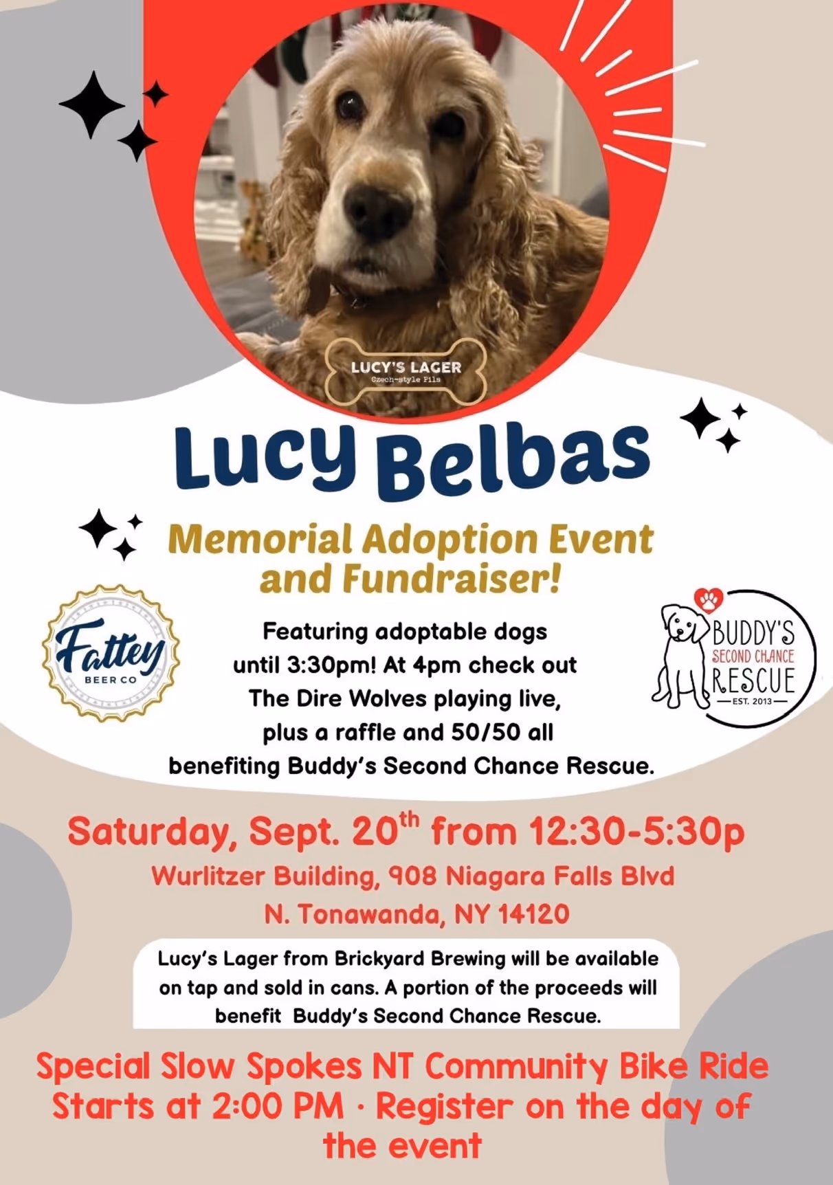 Lucy Belbas Memorial Adoption Event event flyer.