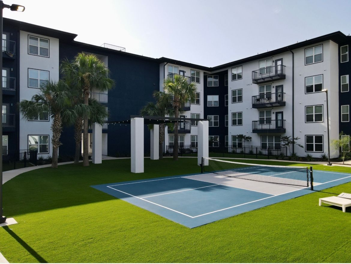 exterior with view of pickle ball court