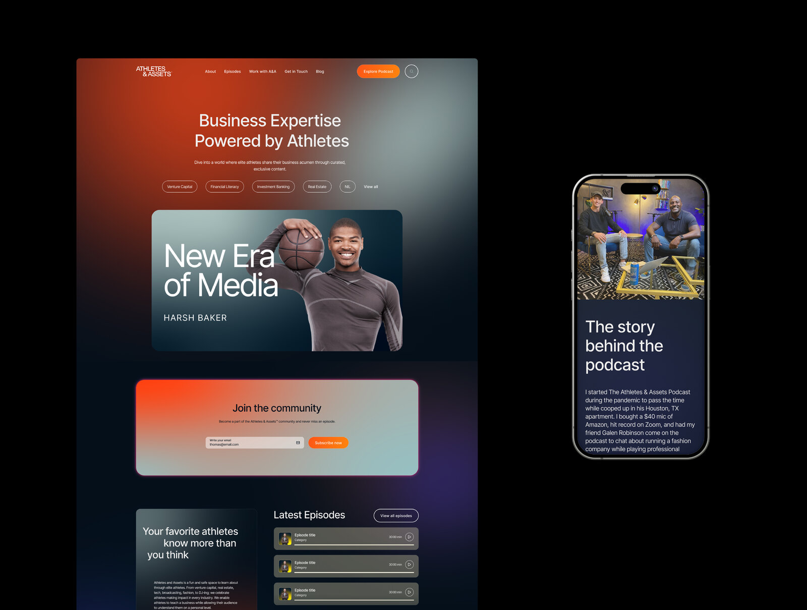 Athletes & Assets website hero
