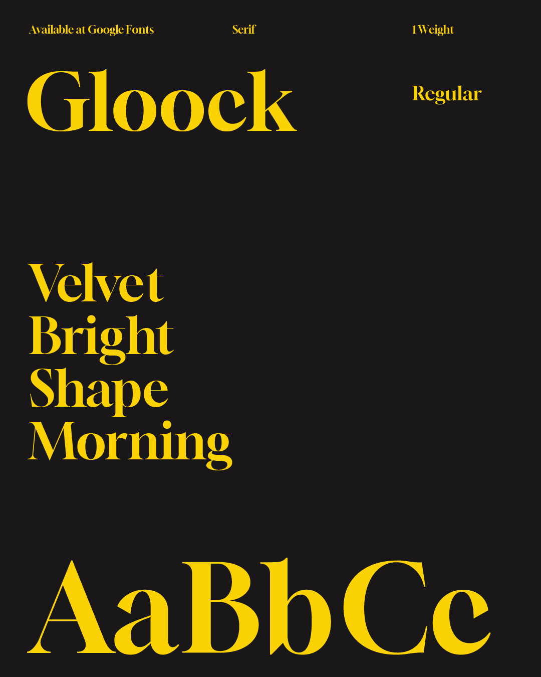 Gloock font card