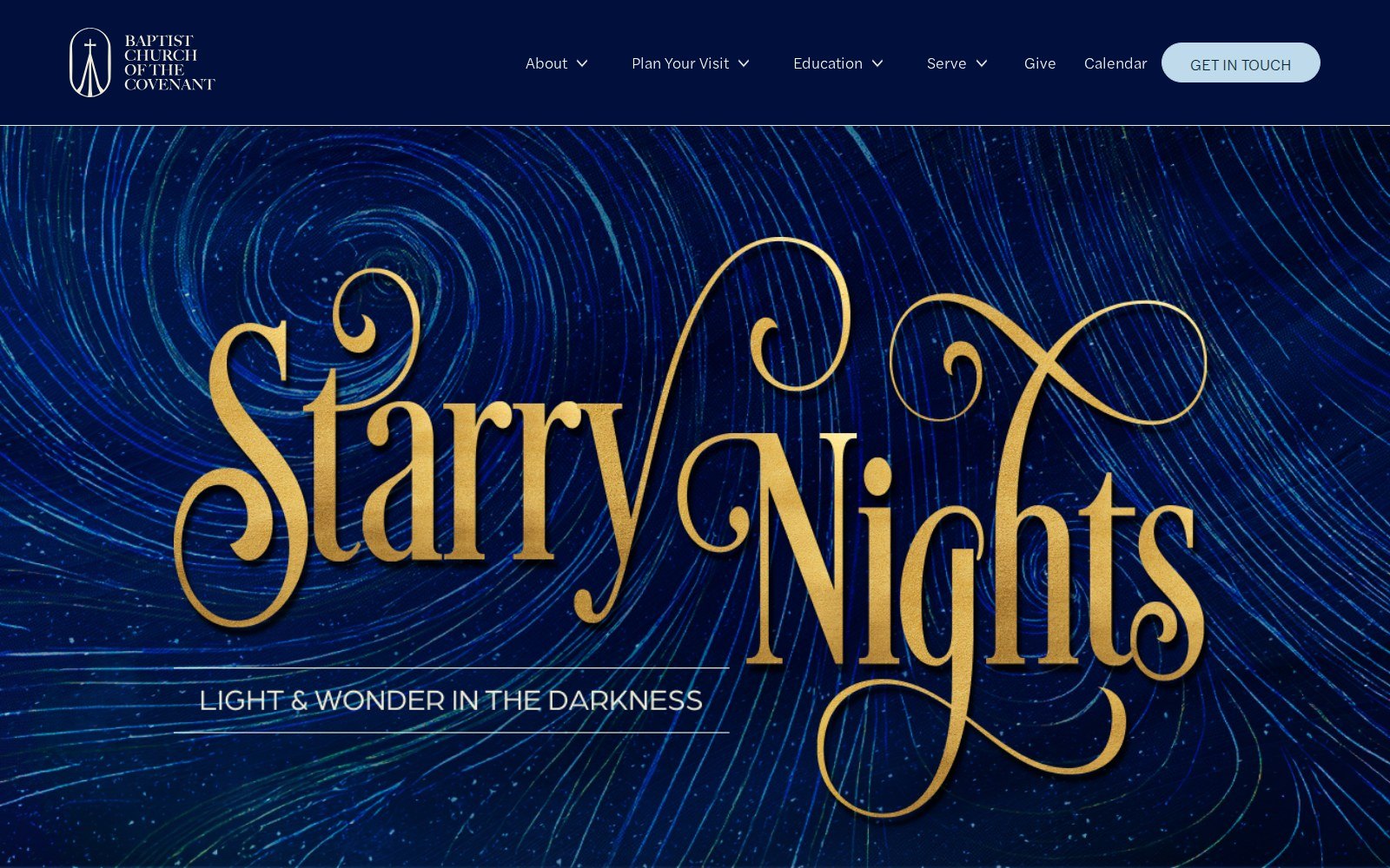Starry Nights Advent page, title in gold script