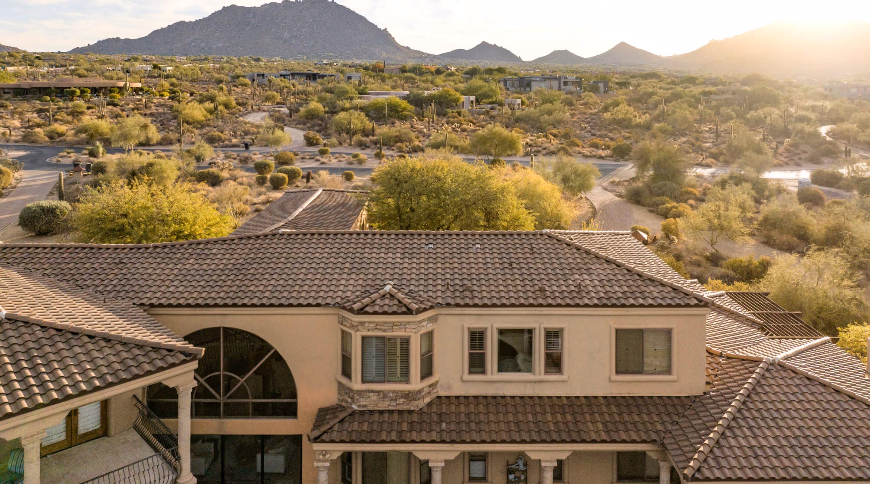 arial shot of a tile roof with Coronado Vents