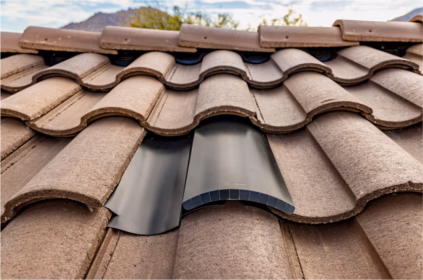 arial shot of a tile roof with Coronado Vents