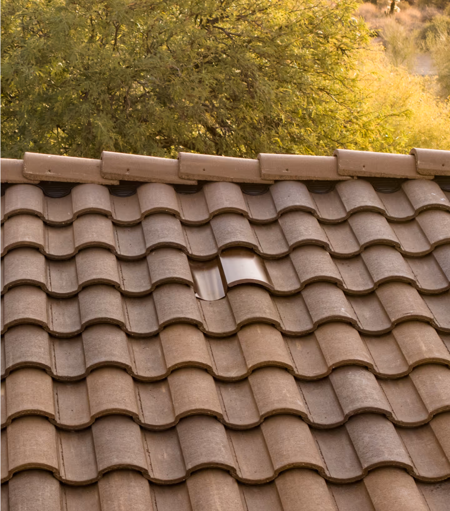 arial shot of a tile roof with Coronado Vents