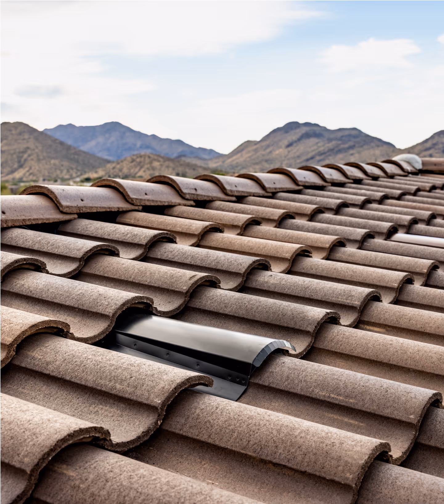 arial shot of a tile roof with Coronado Vents