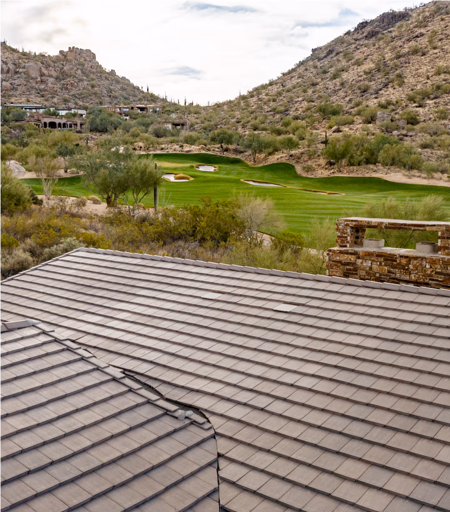 arial shot of a flat tile roof with Coronado Vents