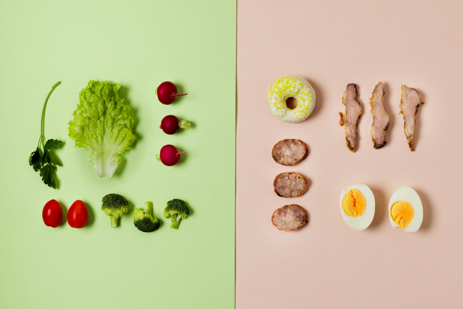 Images de régime inverse aliments vs non-aliments pour image de régime inverse