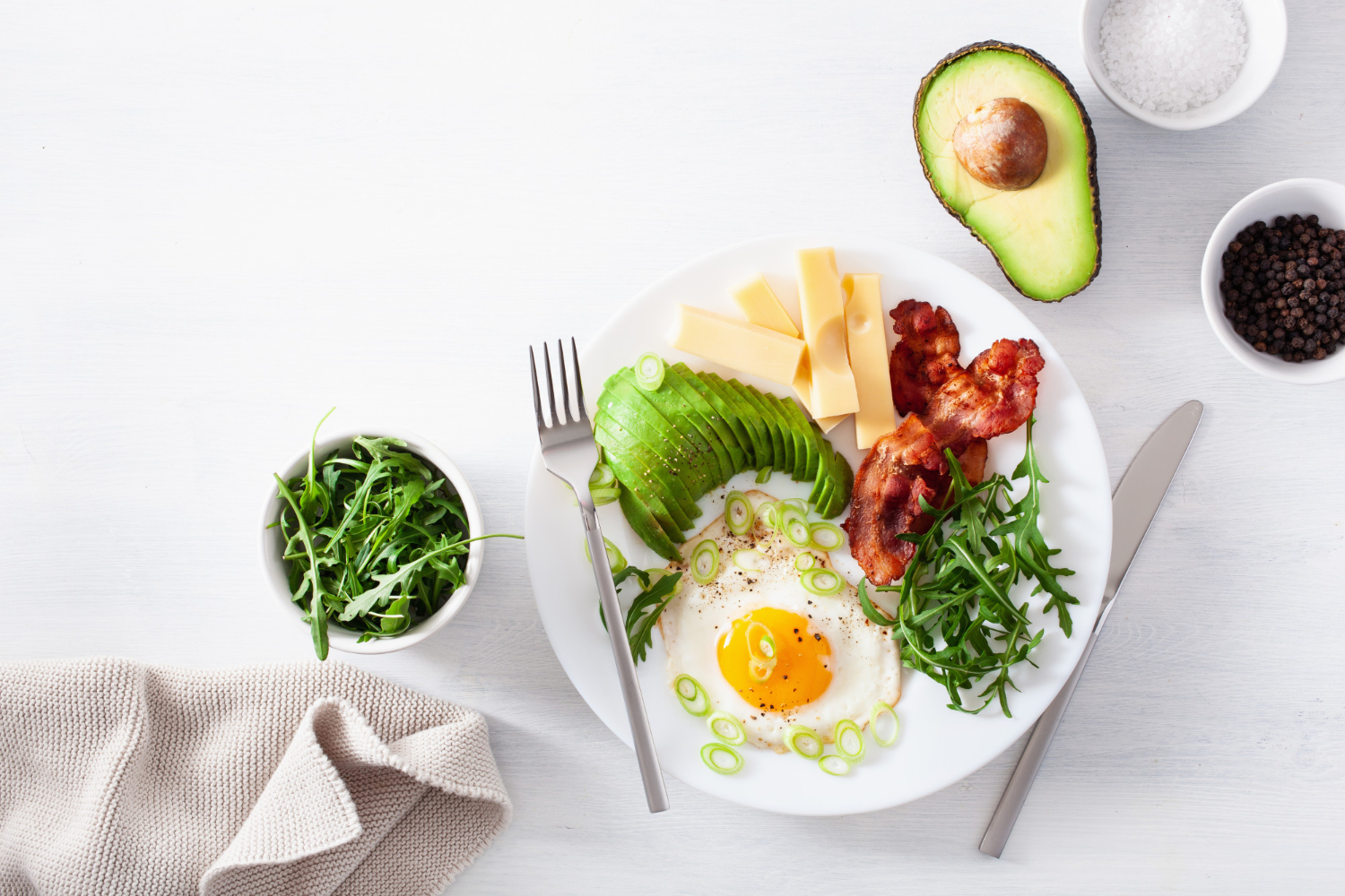 Sugar-free keto meal options highlighting healthy fats for women over 40, relevant to understanding different types of fats.