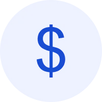 Blue circle with a dark blue dollar sign symbol in the center.