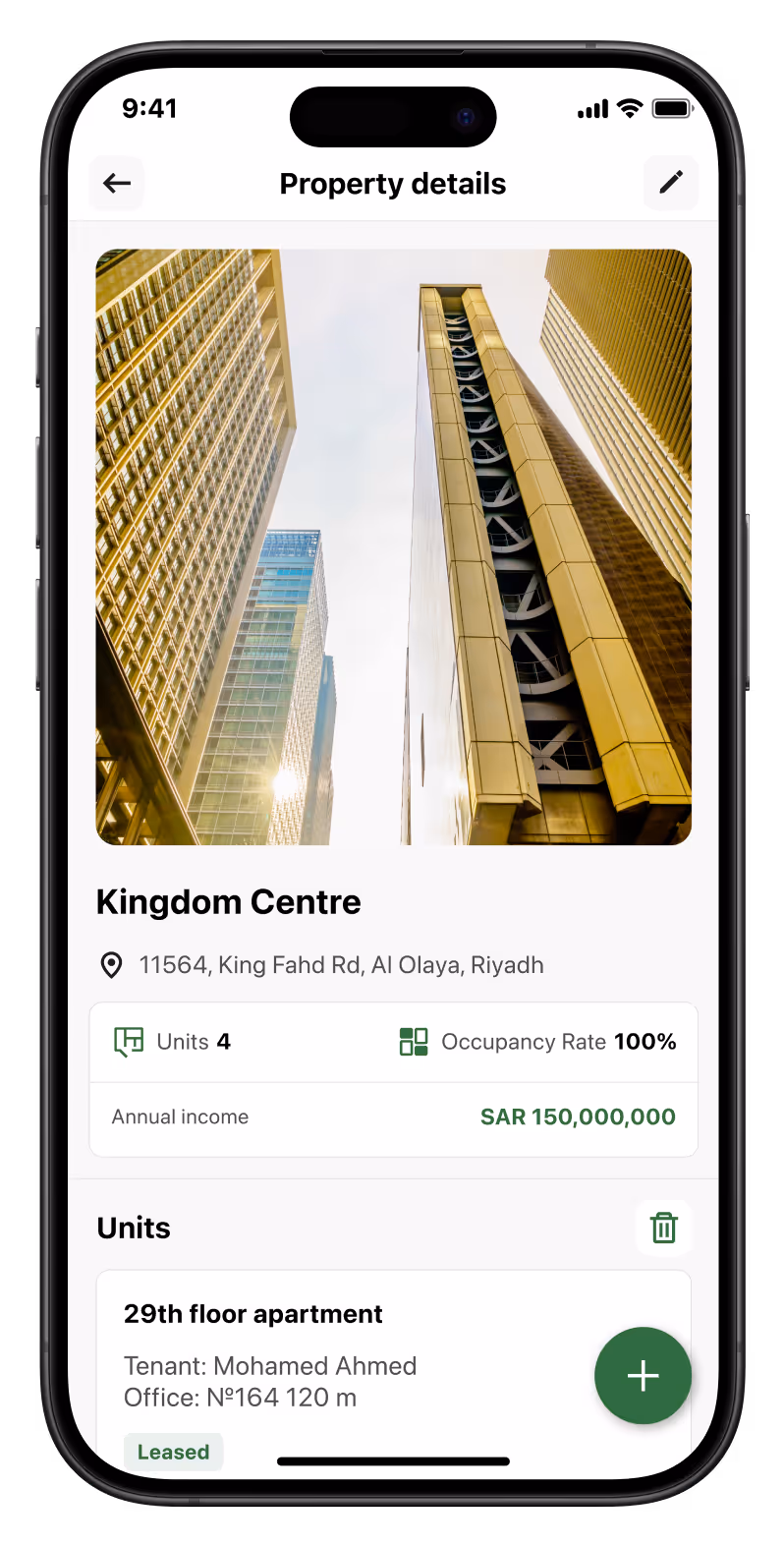 Property Details screen