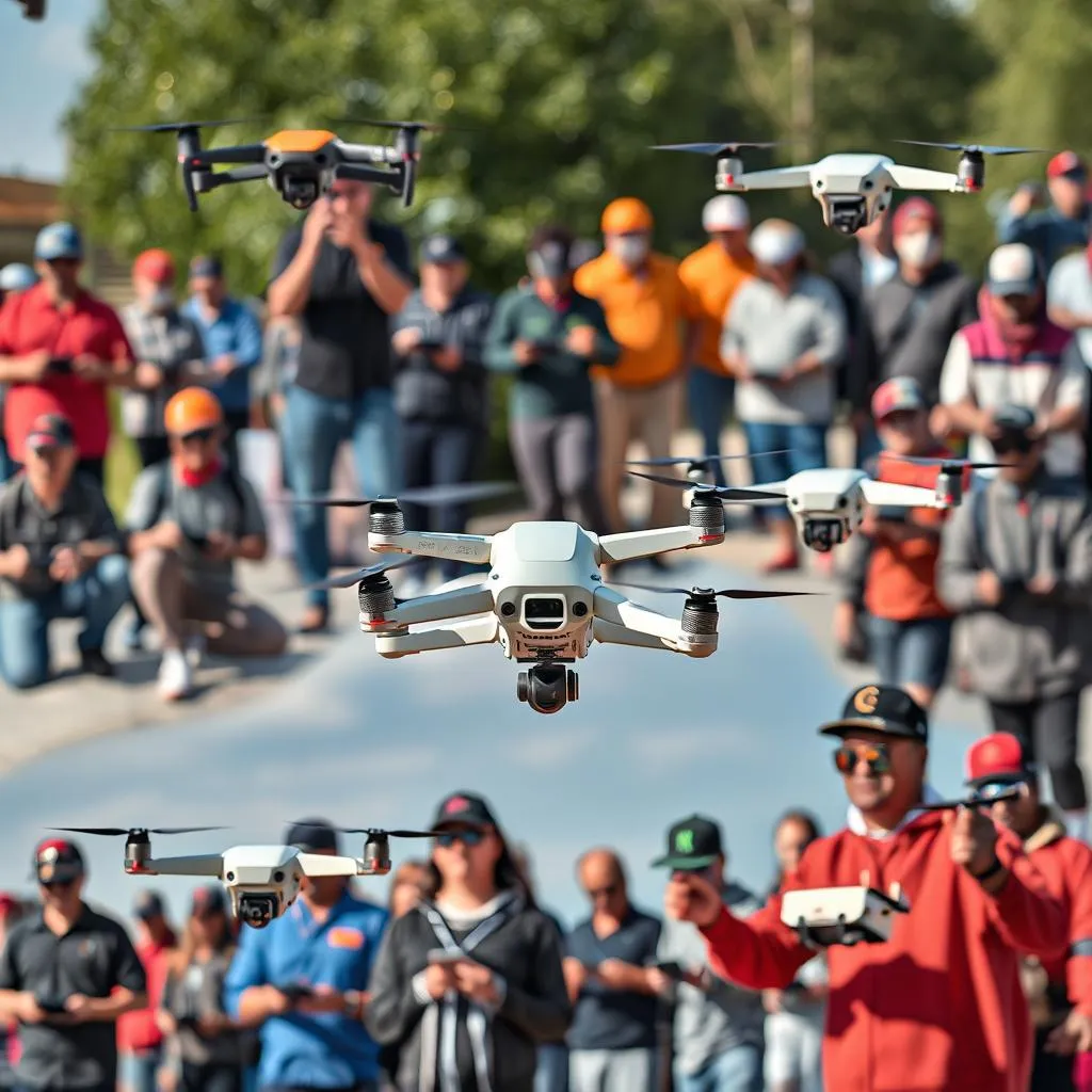 多位學生一起學習無人機操作