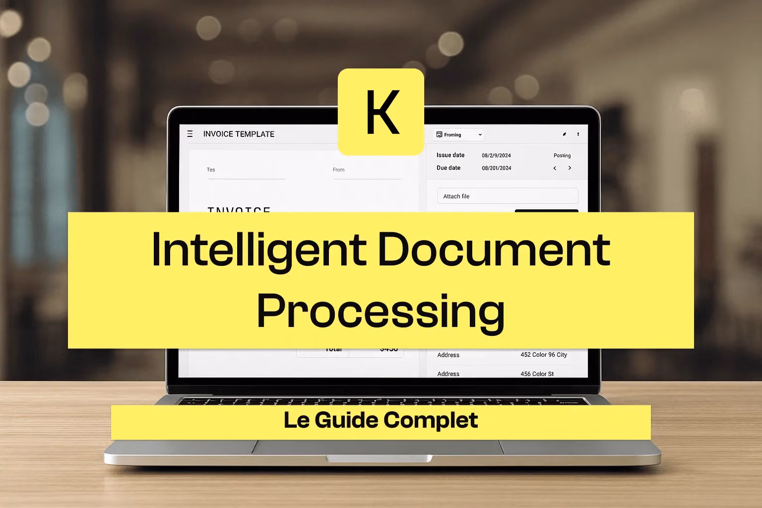 Image d'un ordinateur avec écrit intelligent document processing le guide complet