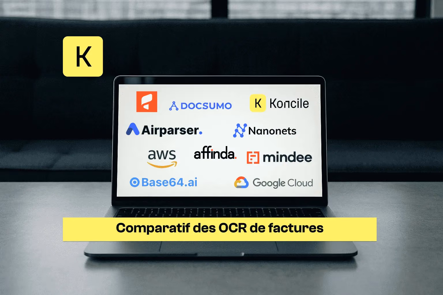 Logo de différentes solutions OCR, dont Koncile Base64 AWS et Google Cloud