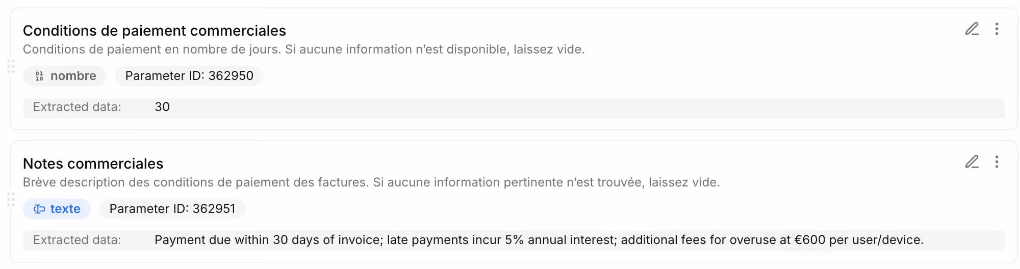 Conditions de paiement