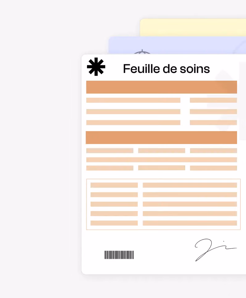 Scanner PDF en texte extrayant automatiquement les informations d'une feuille de soins, telles que le nom du patient, prestations réalisées, montant remboursé, médecin traitant, et date des soins.