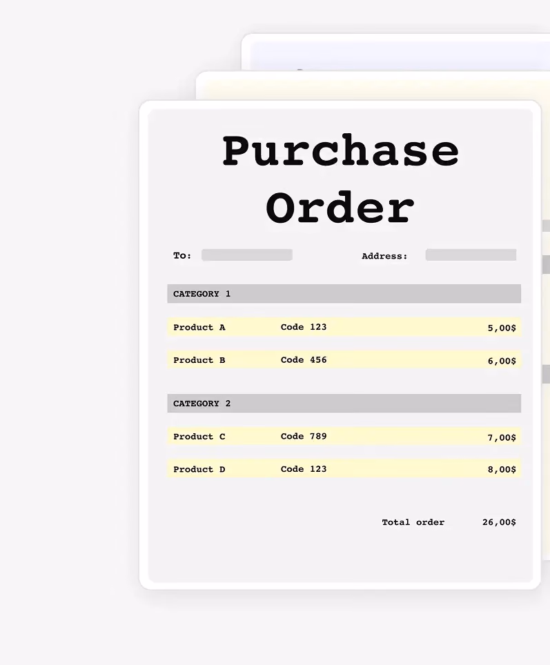 Purchase order thumbnails