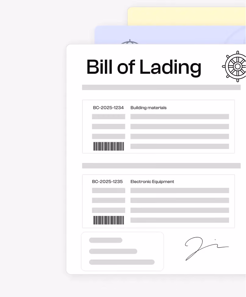 Text PDF scanner that automatically extracts information from a Bill of lading, such as the Bill of lading number, carrier, cargo description, weight, quantity, quantity, date, and loading location.