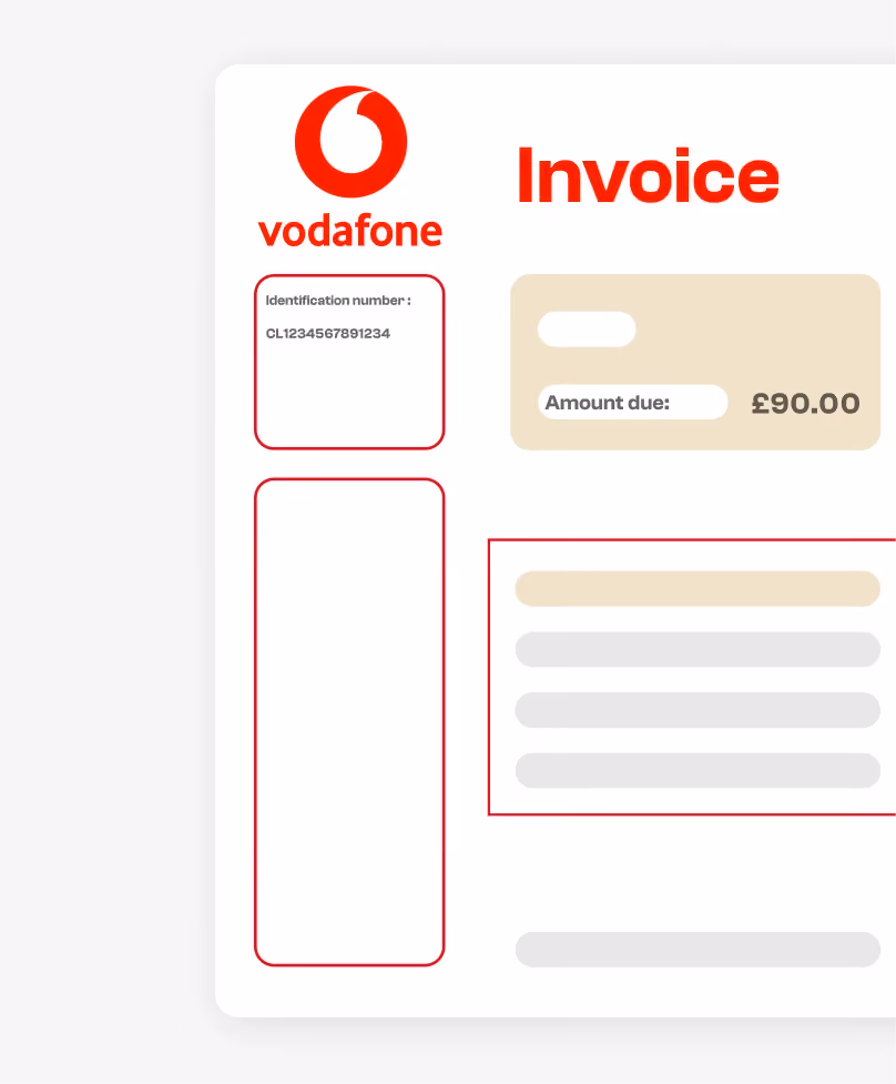 Vodafone invoice scanner to extract key information