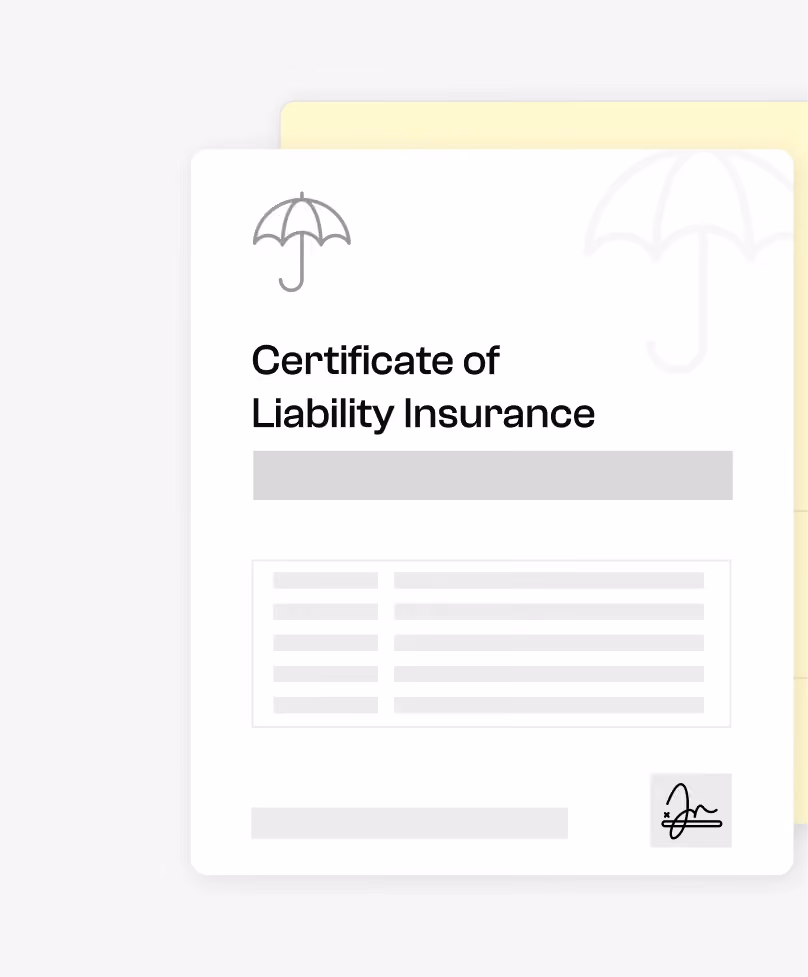 Certificate of
Liability Insurance