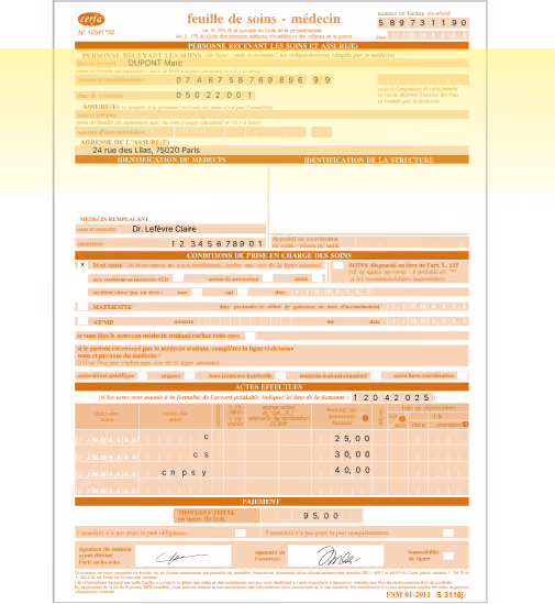 feuille de soins extraction