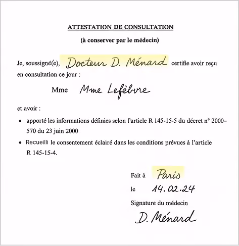 attestation de consultation gratuite