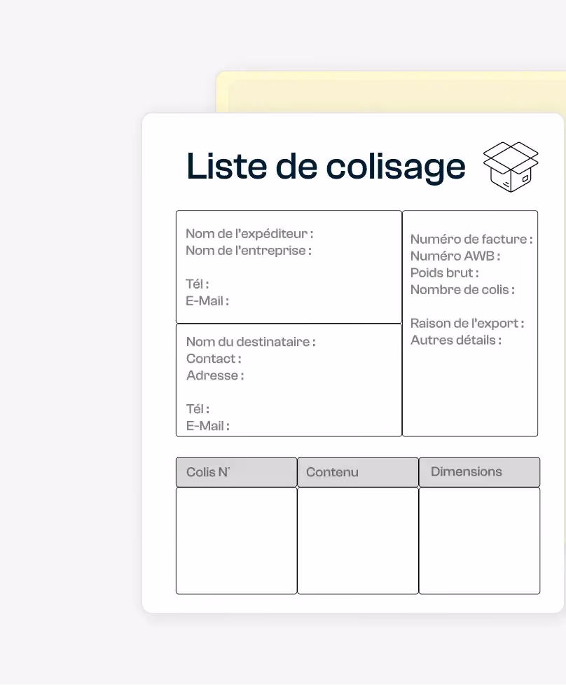 Liste de colisage