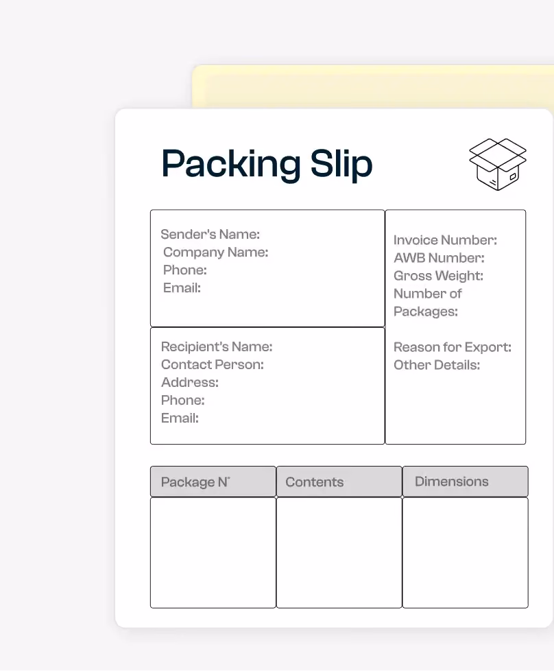 Packing list