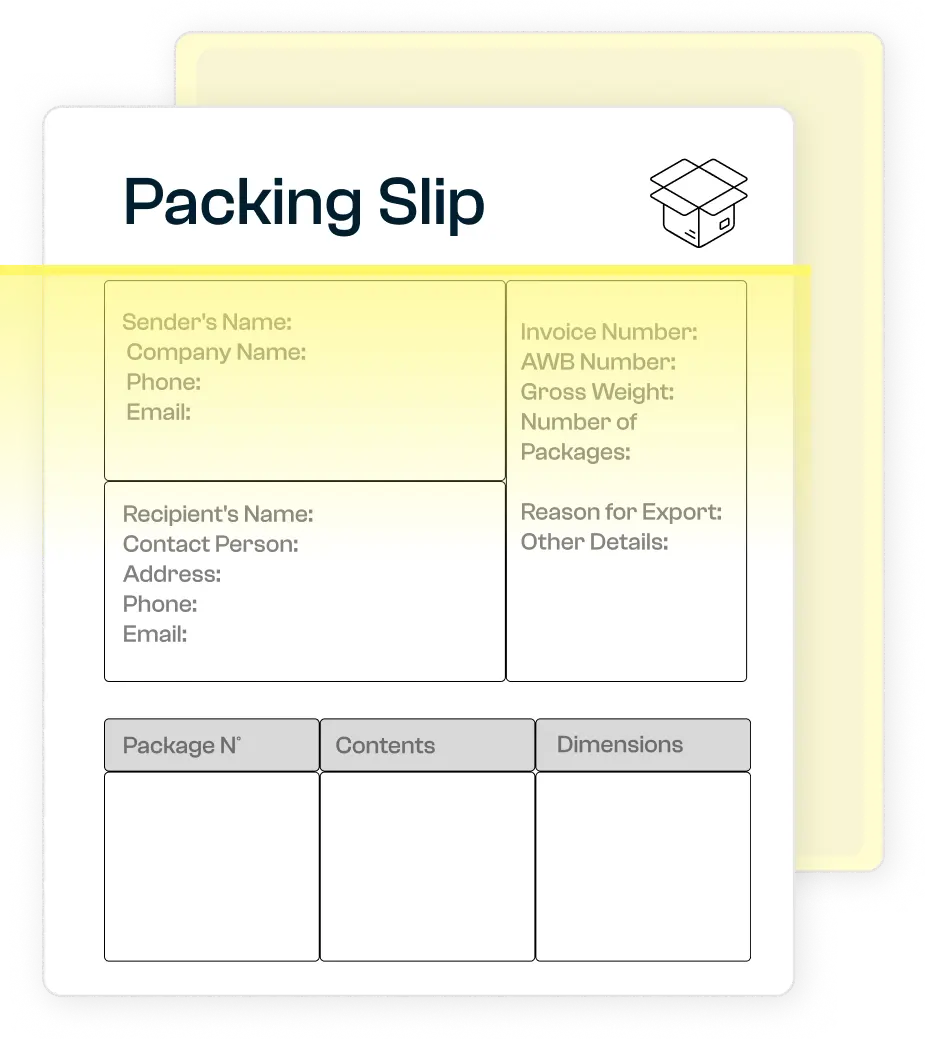 Packing list