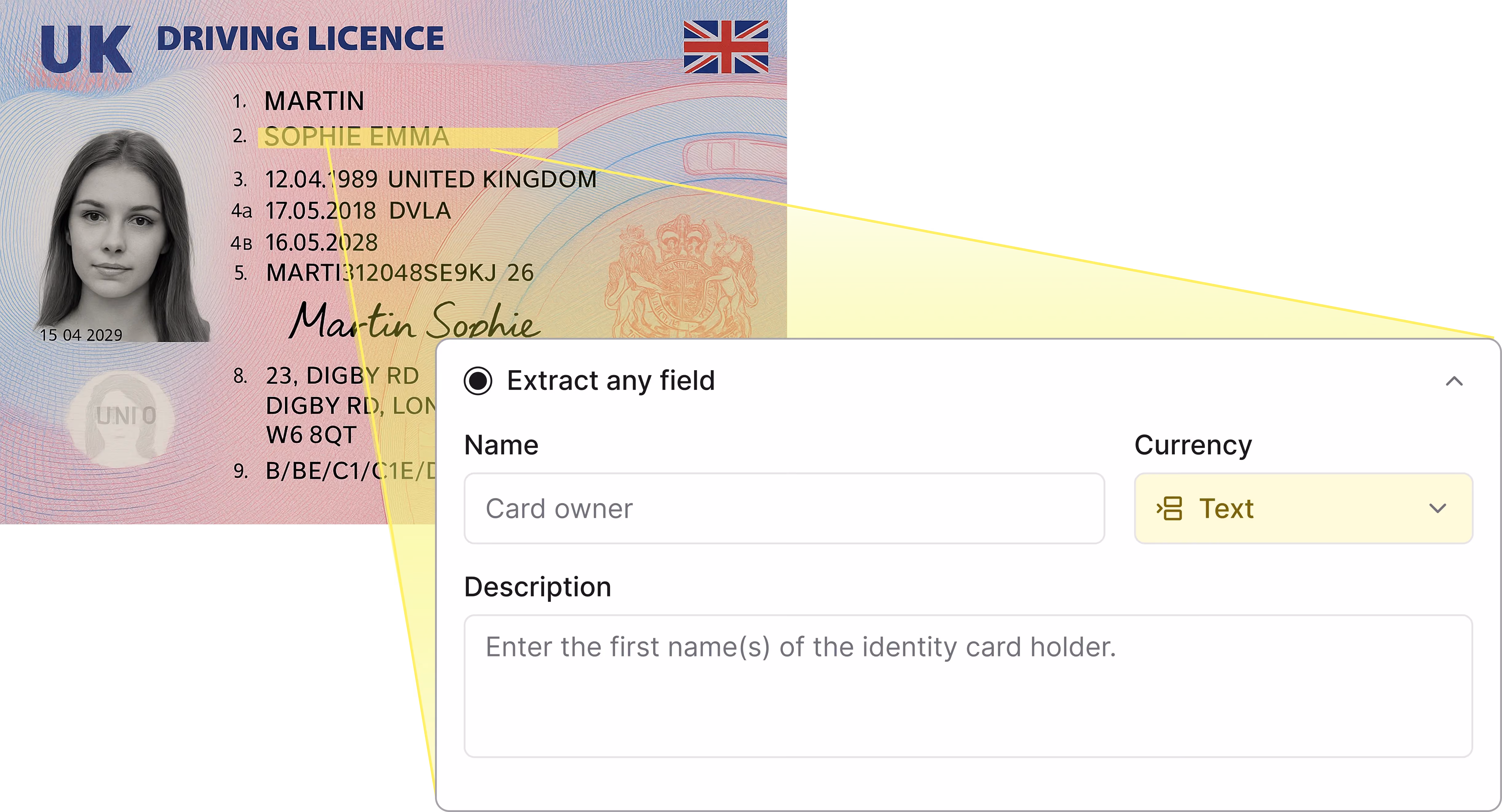 permis de conduire extraction