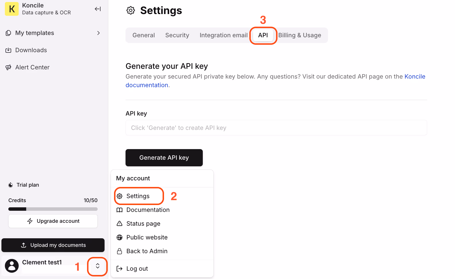 clé api