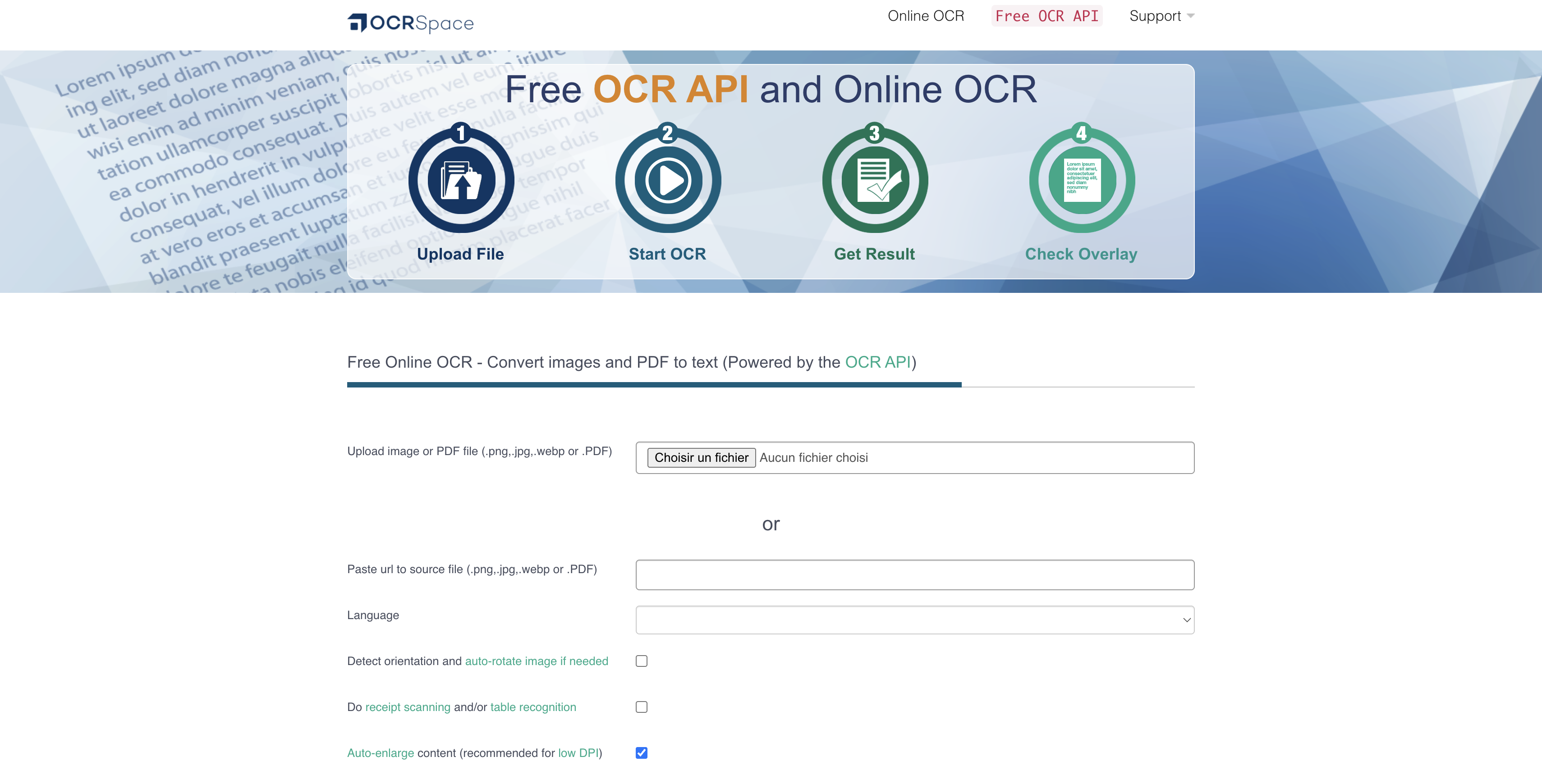 OCR space website
