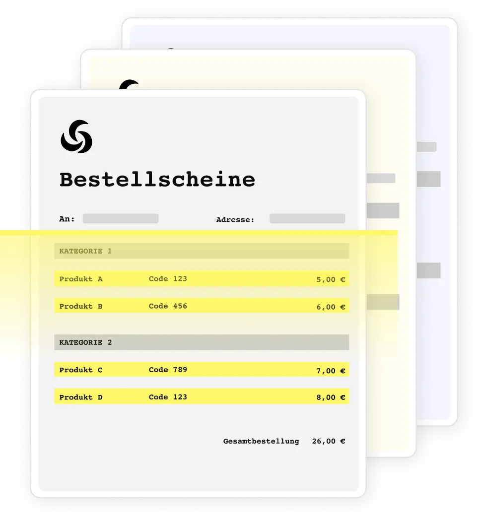 Beispiele für Bestellscheine