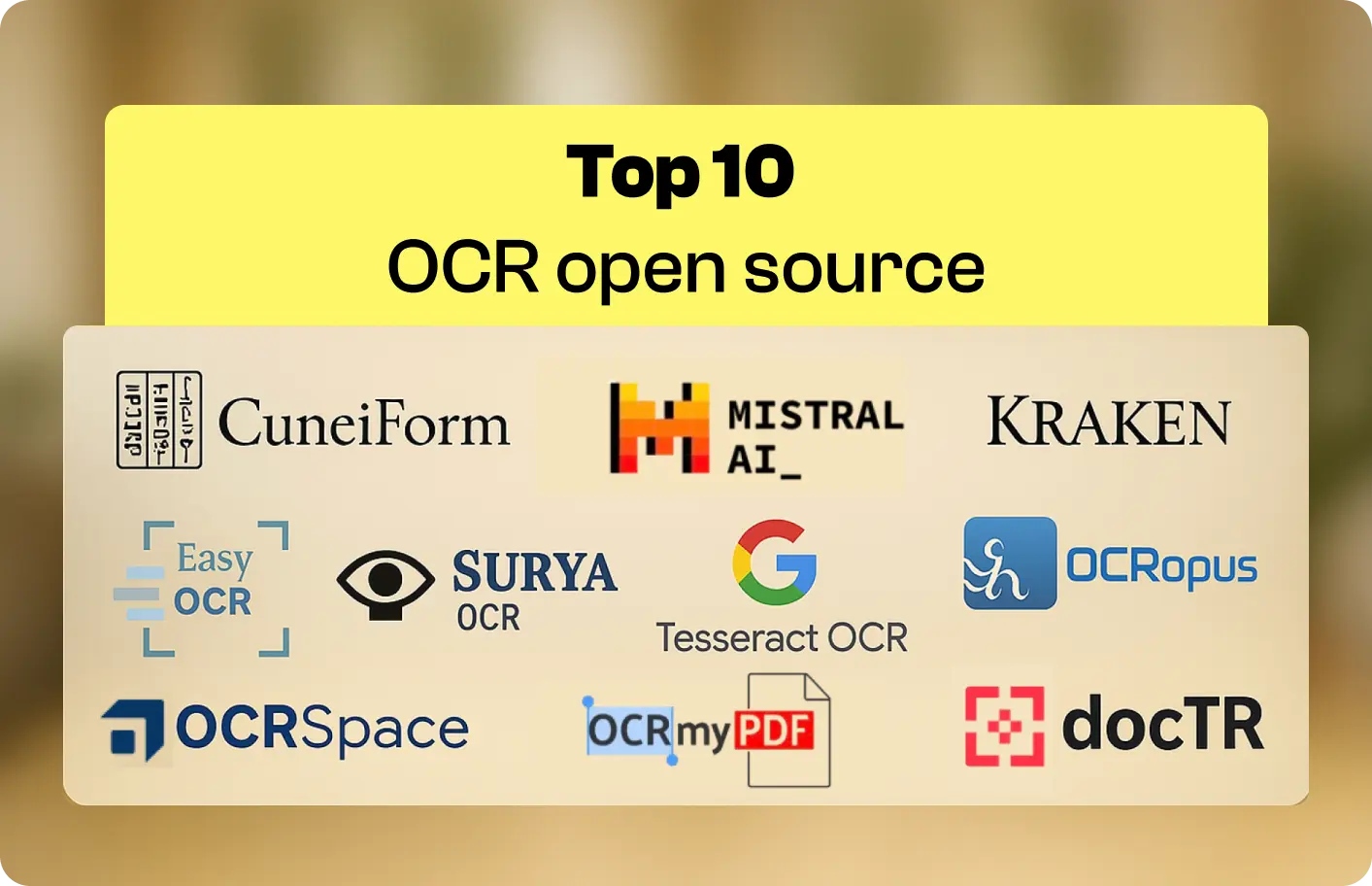 Image avec la liste des 10 meilleurs open source avec logo 