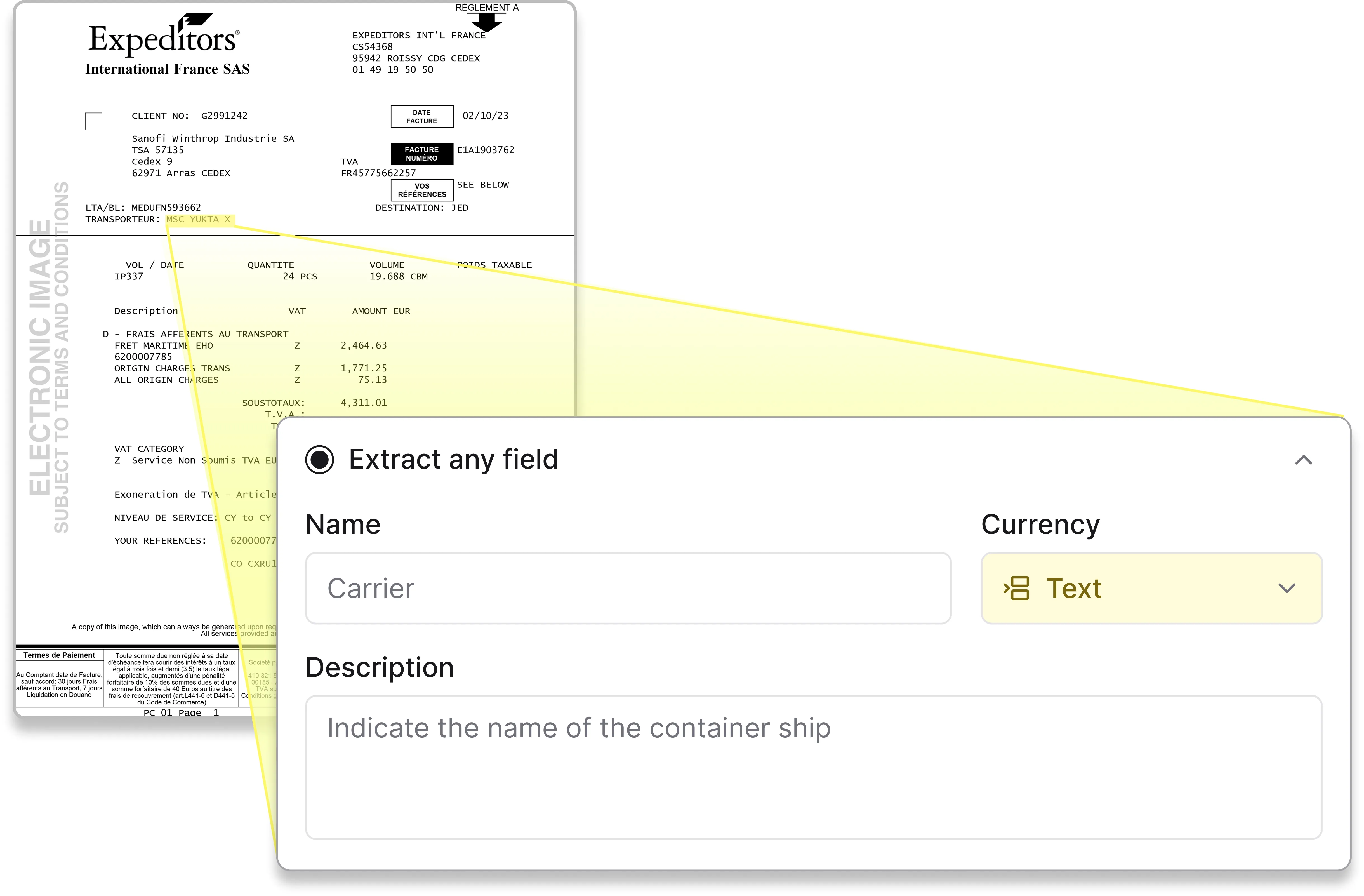OCR-Extraktion von Transportrechnungen – KI-gestützte Erfassung logistischer Daten aus Dokumenten.