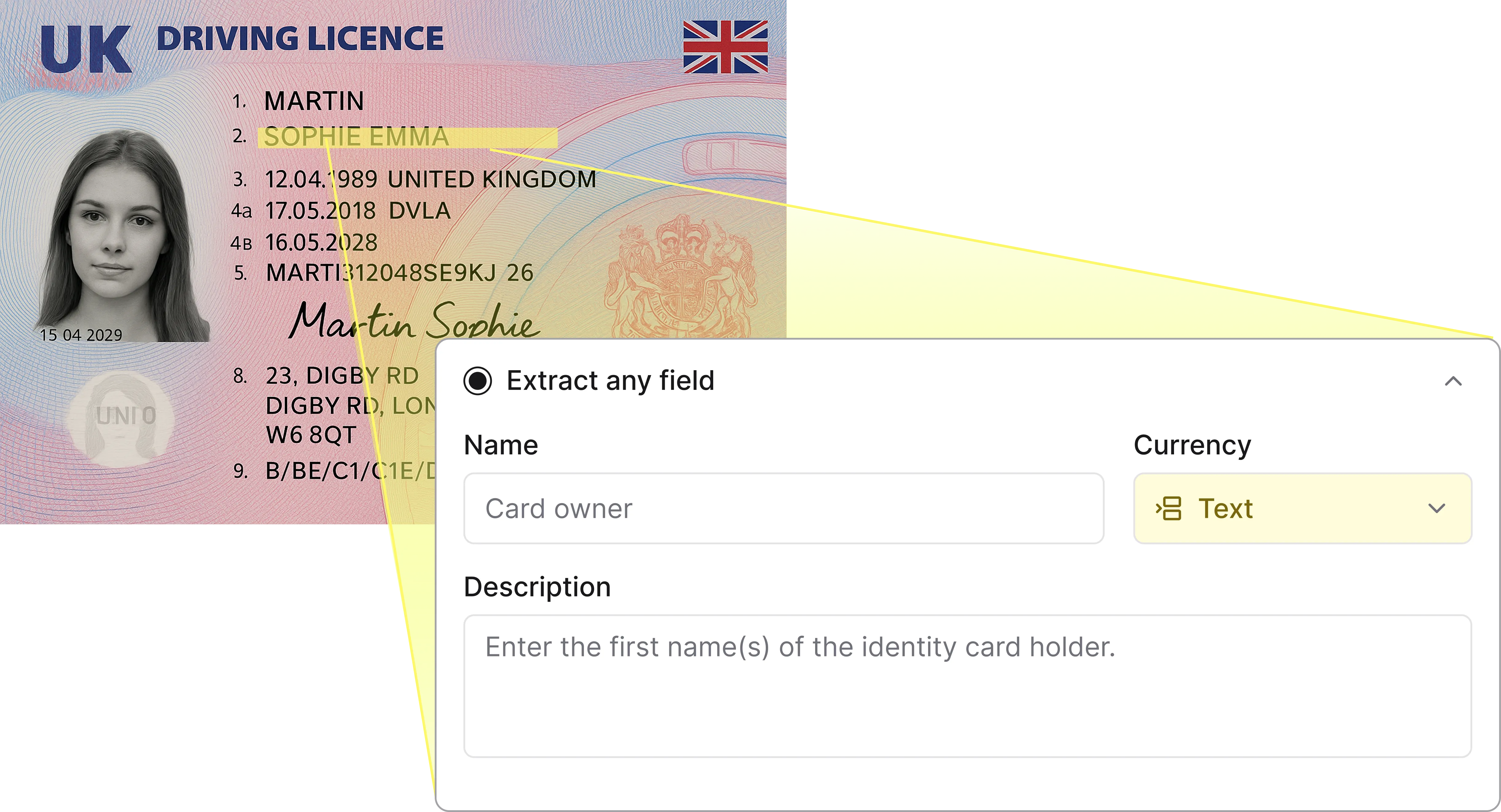 Führerscheinerkennung mit KI – automatische Extraktion personenbezogener Daten.