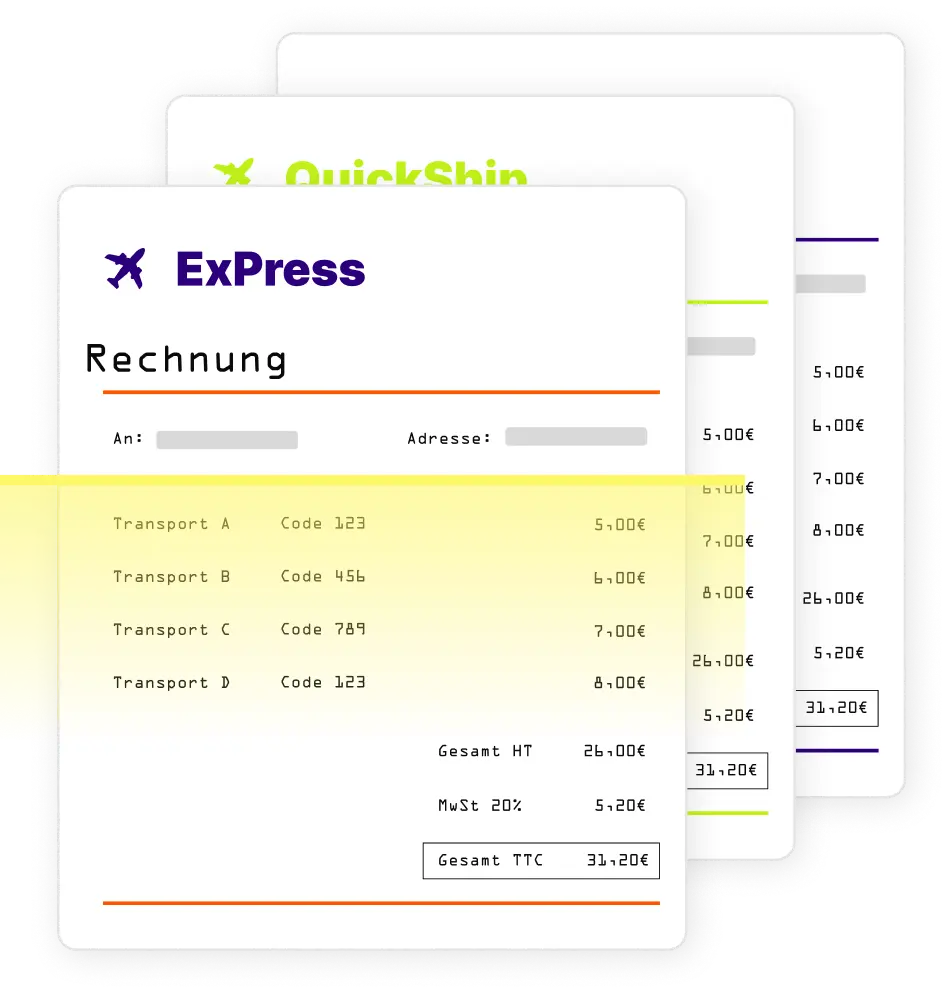 Beispiele für Express-Transportrechnungen