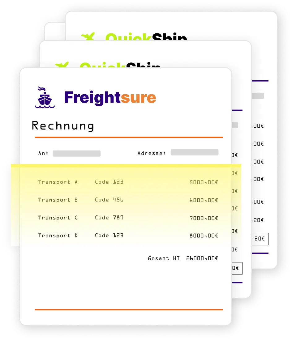 Beispiel für Seefrachtrechnungen.