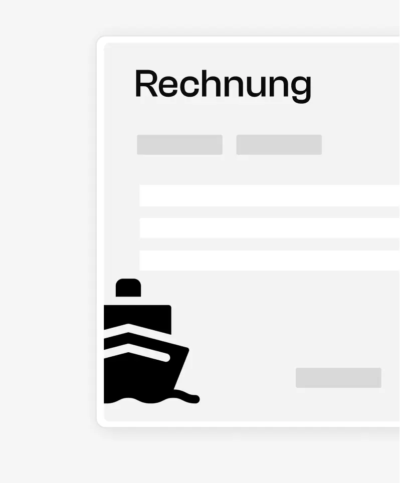 Rechnungsaufkleber für den Seetransport.