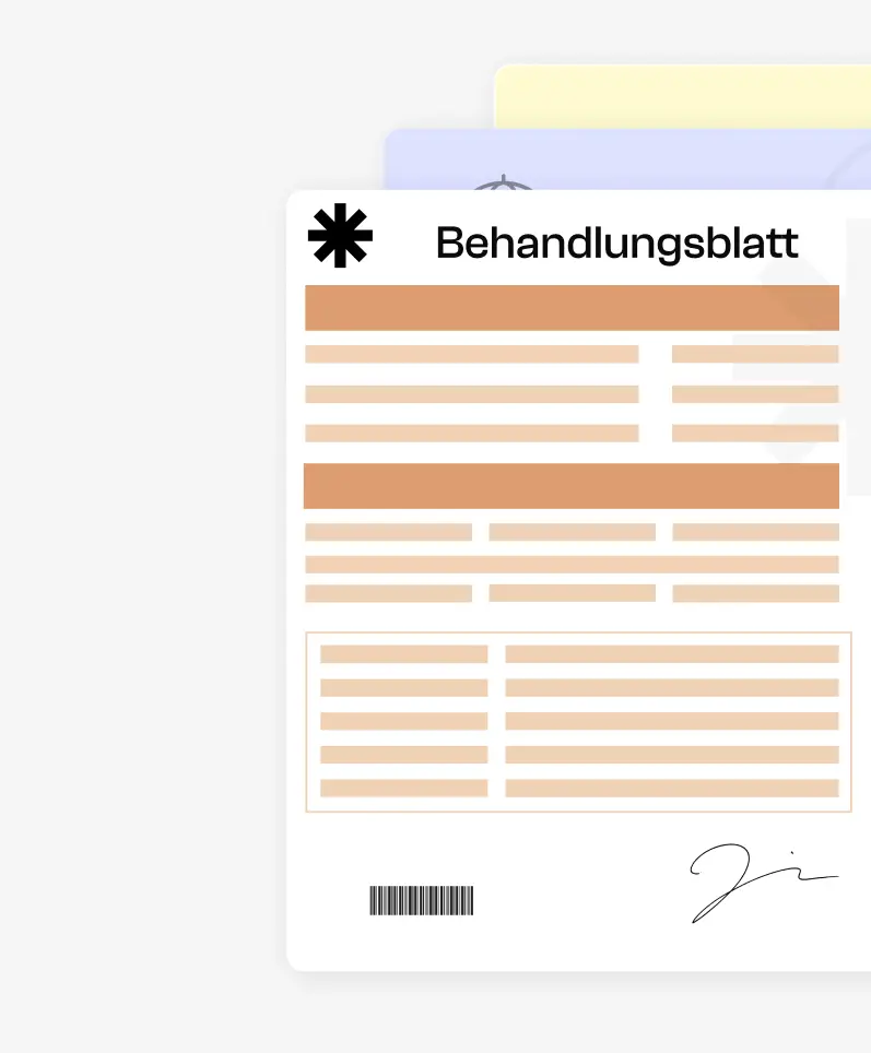 Text-PDF-Scanner, der automatisch Informationen aus einem Pflegeblatt extrahiert, z. B. den Namen des Patienten, die erbrachten Leistungen, den erstatteten Betrag, den behandelnden Arzt und das Datum der Behandlung.