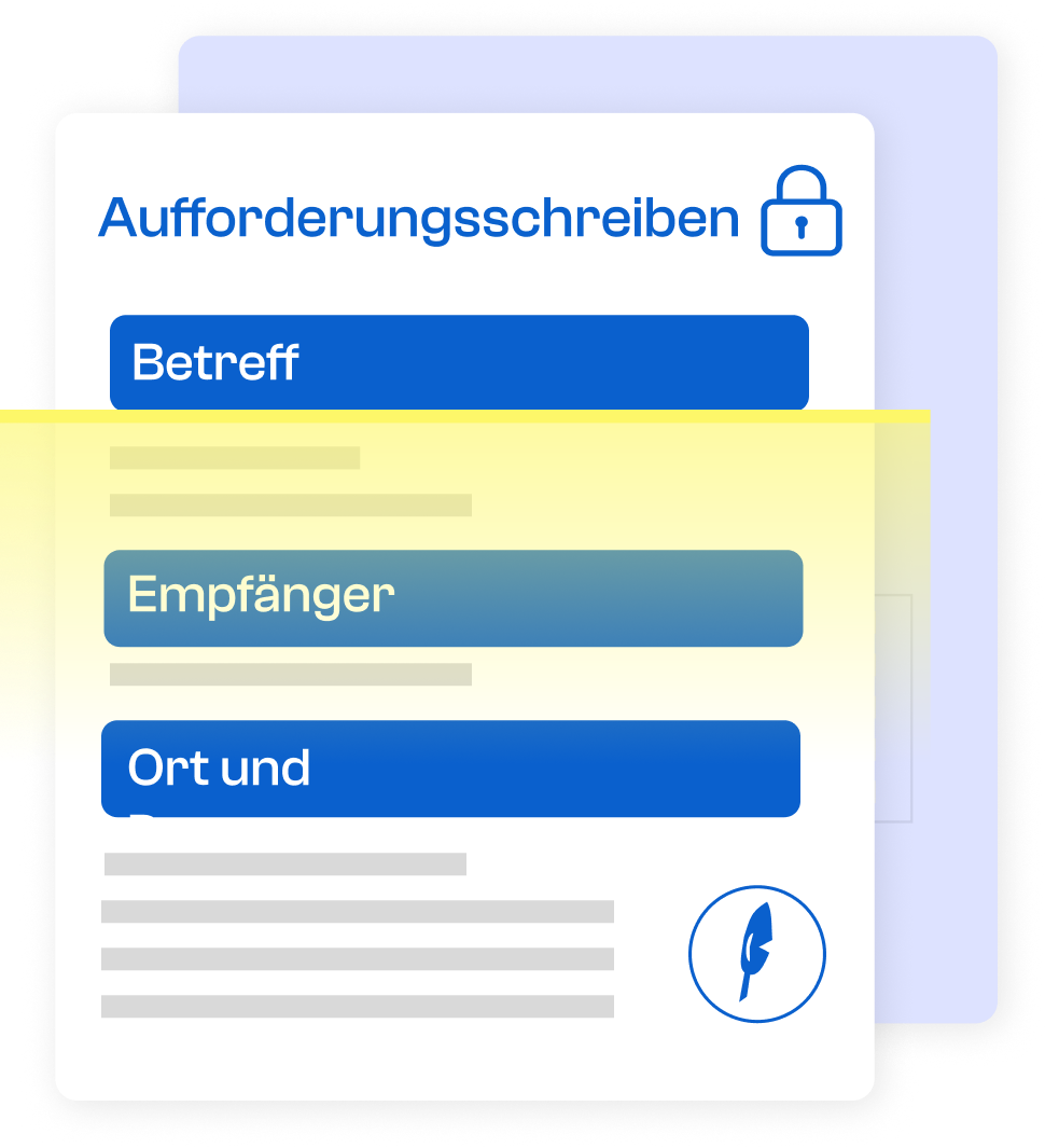 Beispiel für eine OCR-Extraktion eines Aufforderungsschreibens