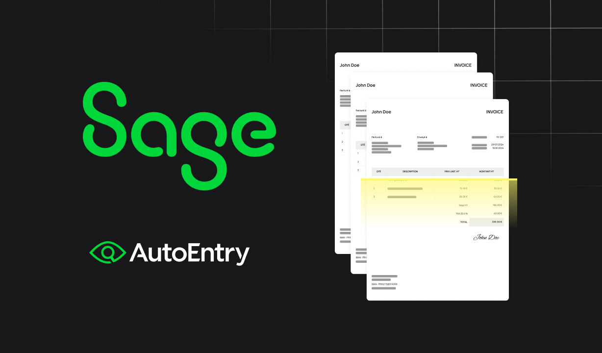 Sage Accounting-Dashboard mit integrierter OCR-Funktion zum automatischen Datenimport.