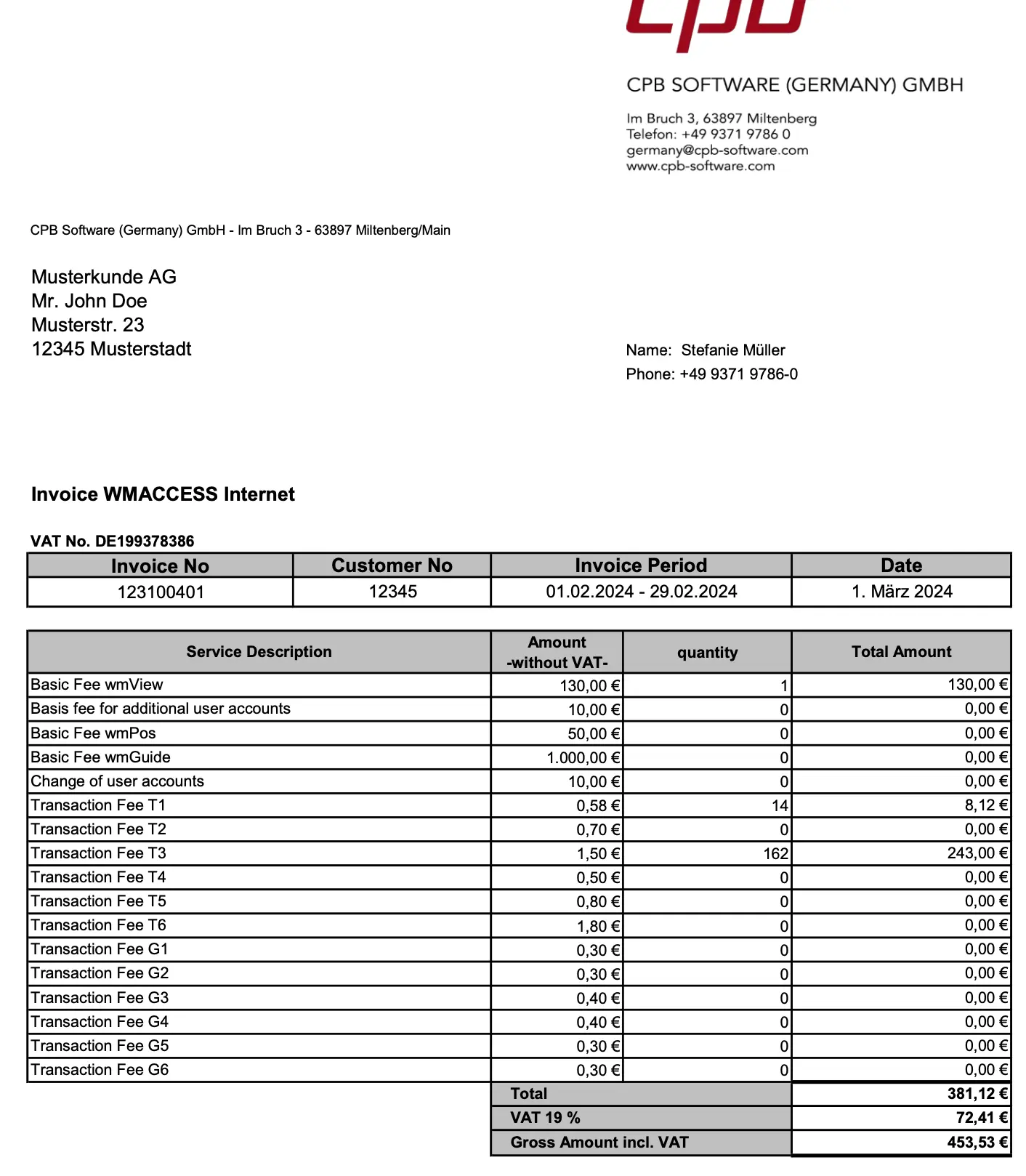 Beispiel einer Rechnung